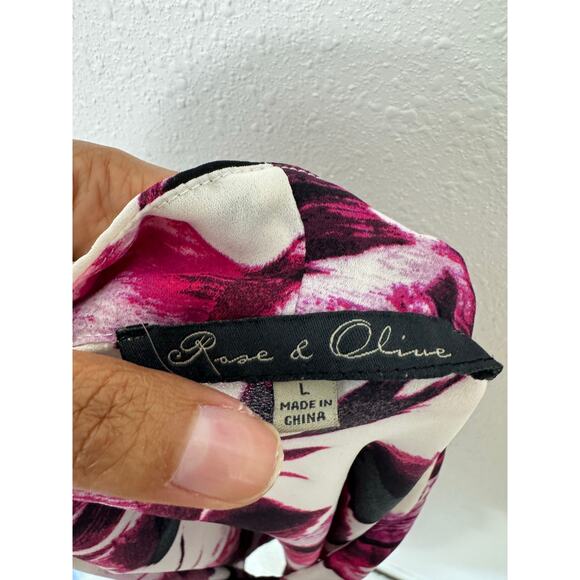 Rose & Olive Abstract Floral Sleeveless Blouse Size Large - Picture 4 of 4